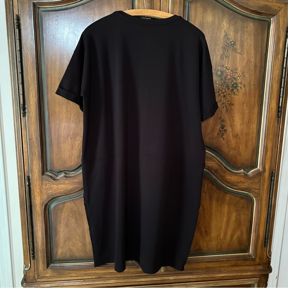 new ~Eileen Fisher ~ Black Organic Cotton Jersey Round Neck Dress in size Large - Picture 4 of 8